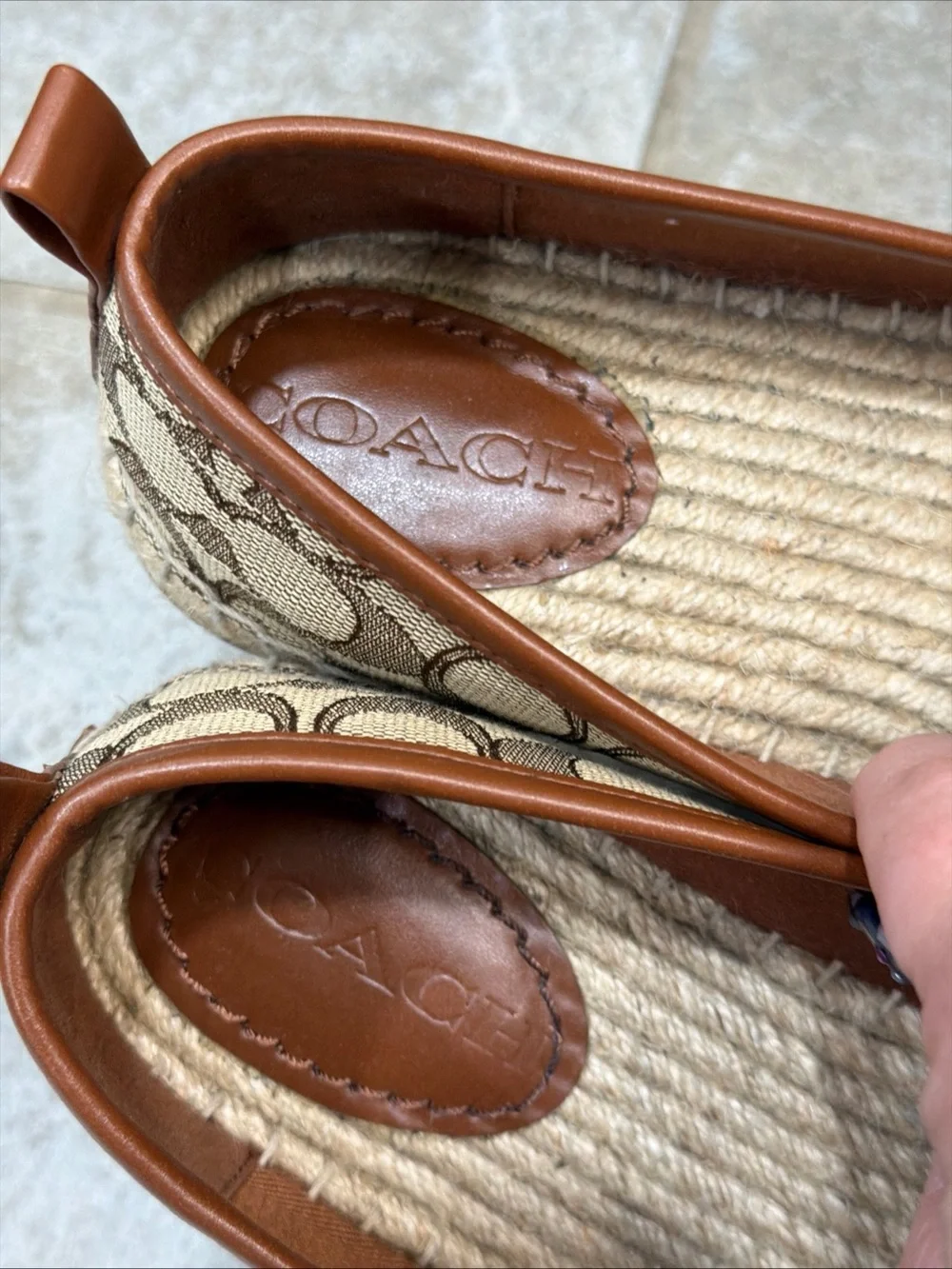 Coach Carson Espadrille Khaki/Saddle Size 7 Preowned